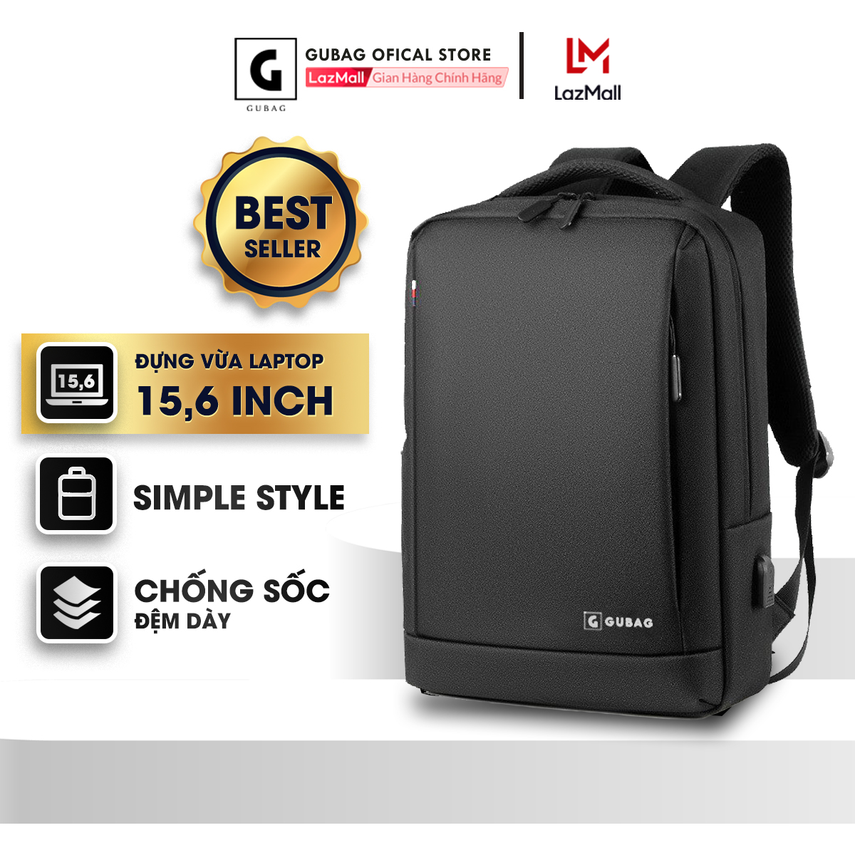 Balo Laptop công sở nam nữ cao cấp Gu Bag, đựng laptop 14 inch, 15,6 inch, chống sốc, chống nước, thời trang, nhỏ gọn