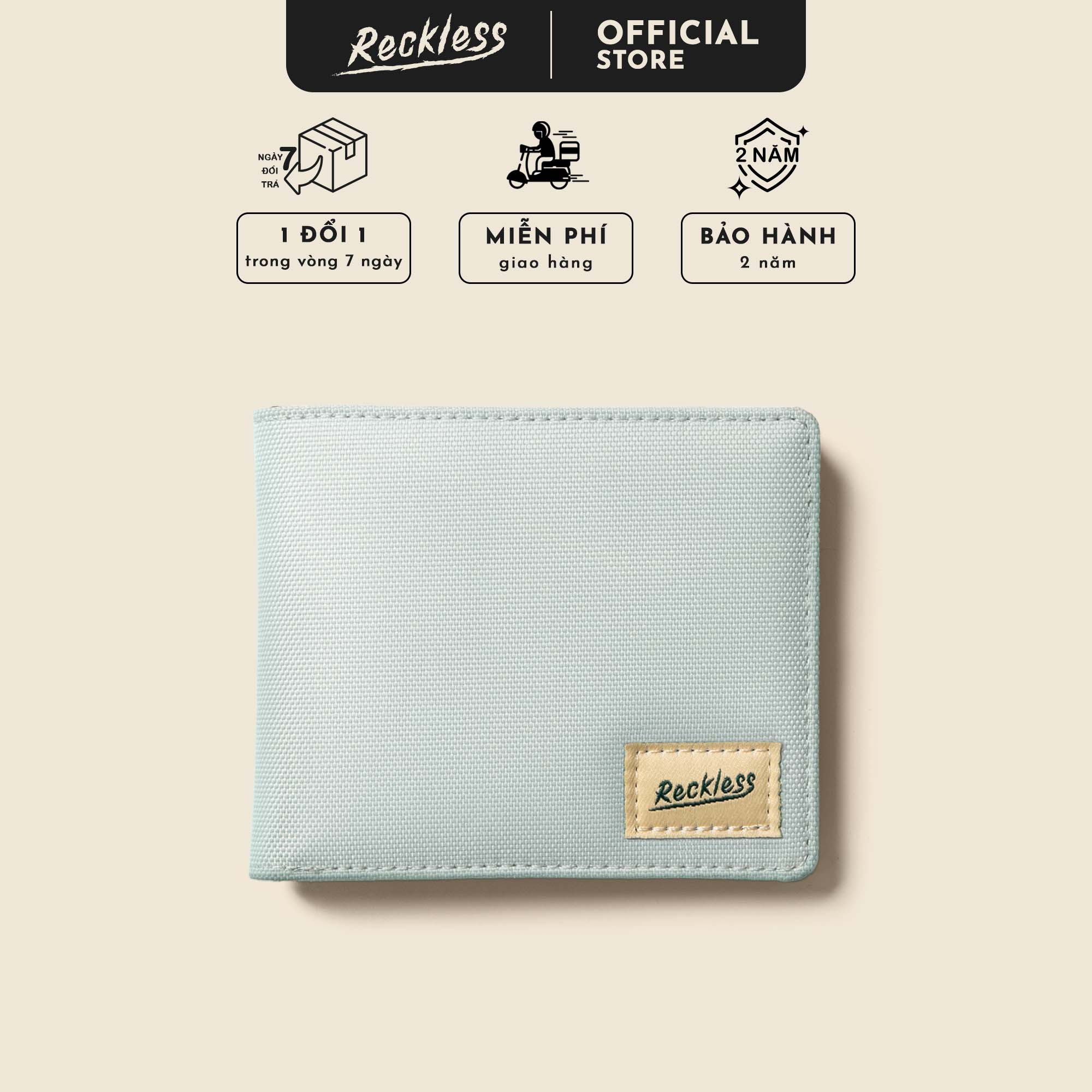 Ví Vải Gập Ngang Bifold Reckless John Wallet Màu Phối Polyester Kháng Nước