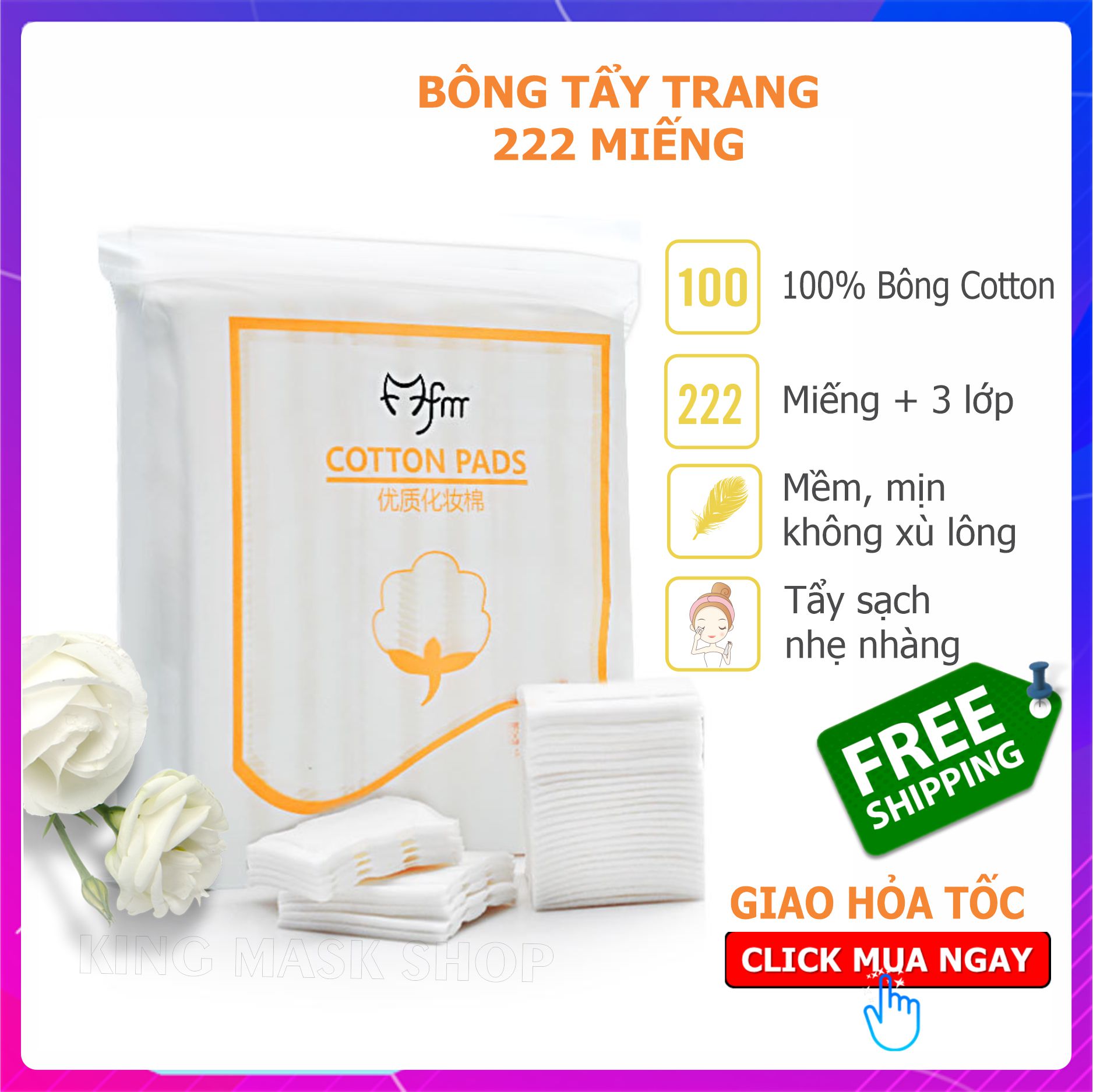 Bông Tẩy Trang 222 Miếng Cotton Pads