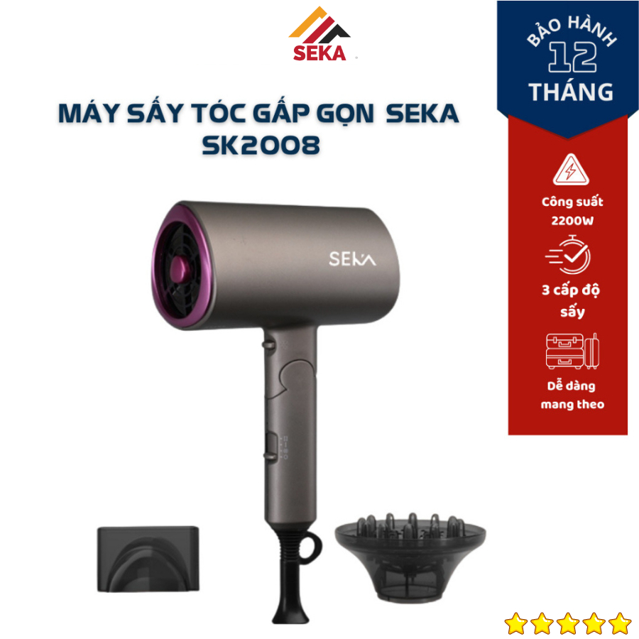 Máy sấy tóc tạo kiểu 2 chiều nóng lạnh seka công suất 2200w tặng kèm loa sấy tạo kiểu tóc