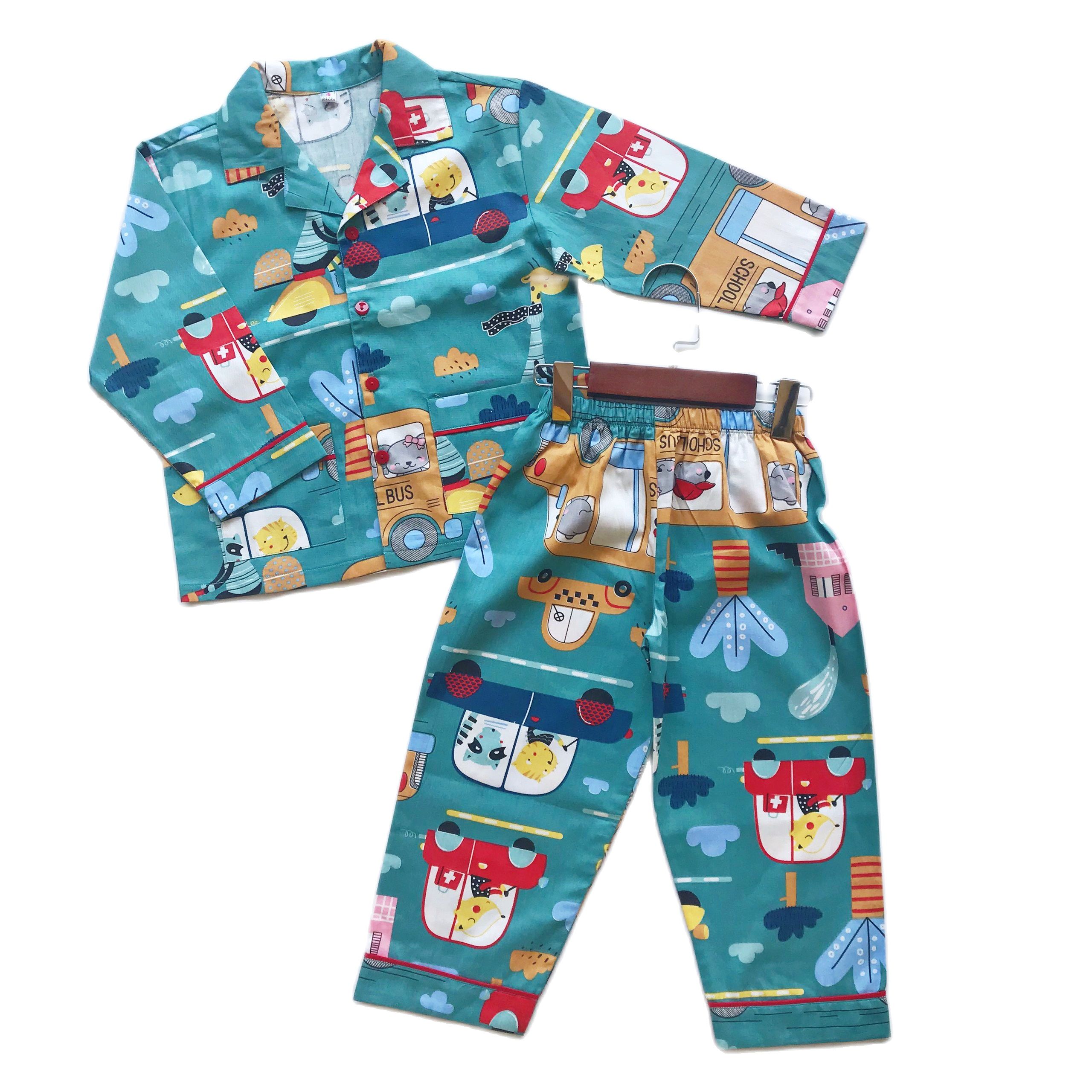 Pijama cho bé trai bé gái vải Thô mịn đẹp thoáng mát hút mồ hôi tránh gió tránh muỗi cho bé mặc ngủ mặc ở nhà thoải mái size bé 1-9 tuổi 10-40kg