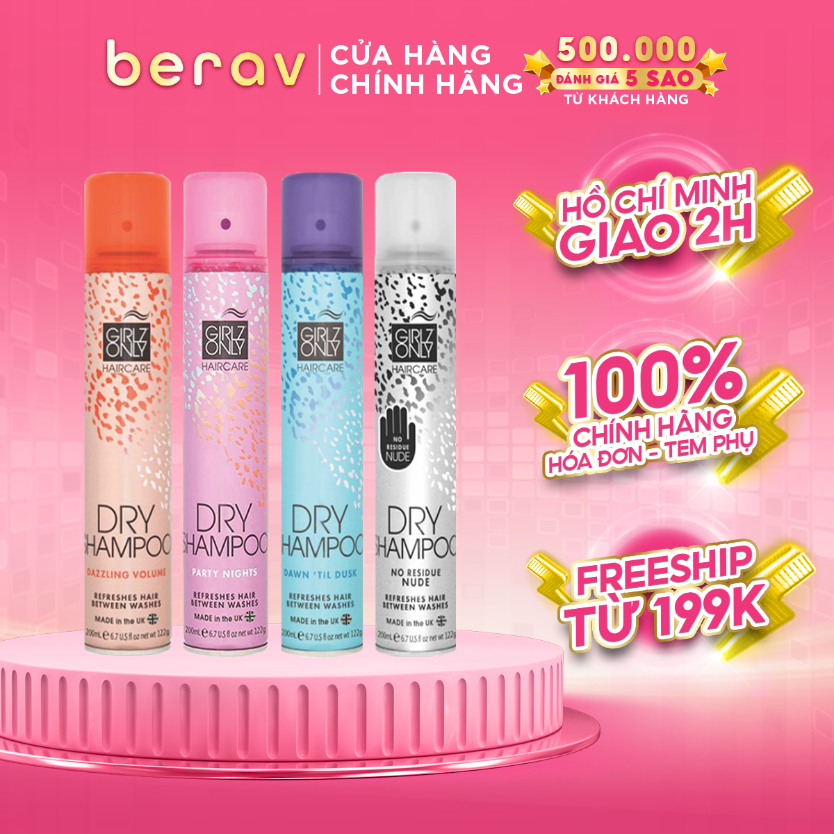 Dầu Gội Khô Girlz Only Party Nights 200ml ( 5 Màu )