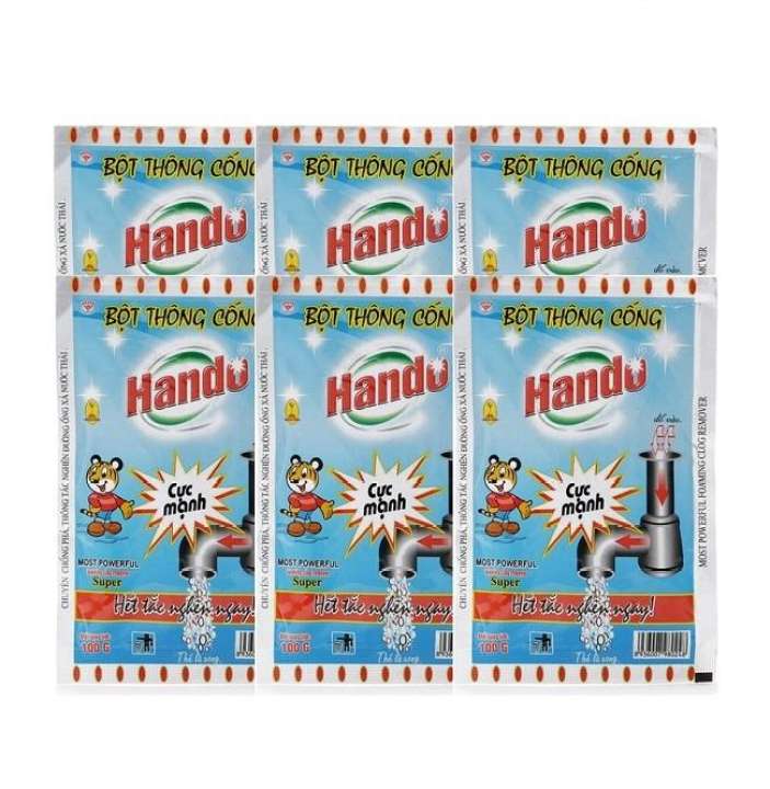 Bộ 6 gói bột thông cống hando gt012 100g nội địa