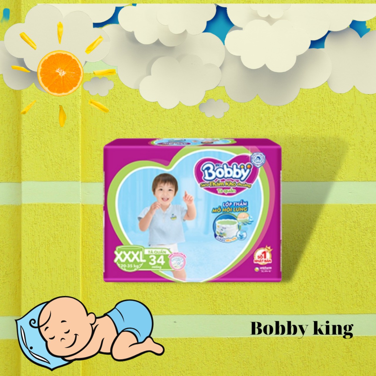 Tã Quần Bobby Siêu Thoáng đủ Size M60 , L52, XL48, XXL44, XXXL34 mới