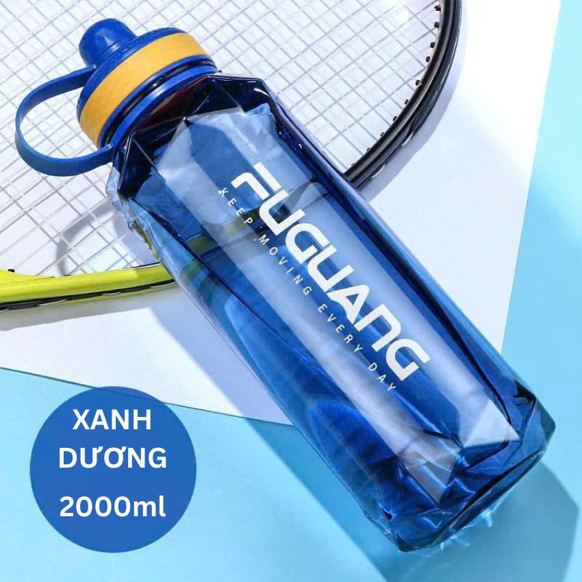 Bình Nước Thể Thao, Tập Gym 2 lít Chất Liệu PC Không Mùi Chống Sặc Nước An Toàn Cho Sức Khỏe - 4