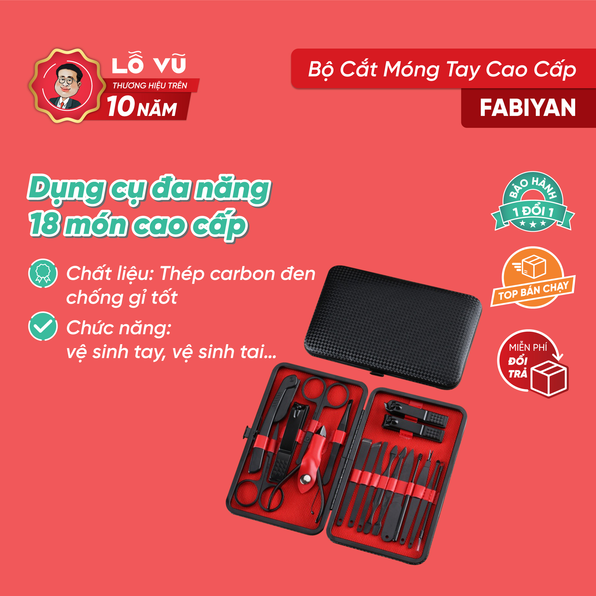 Bộ cắt móng tay cao cấp 18 món fabiyan