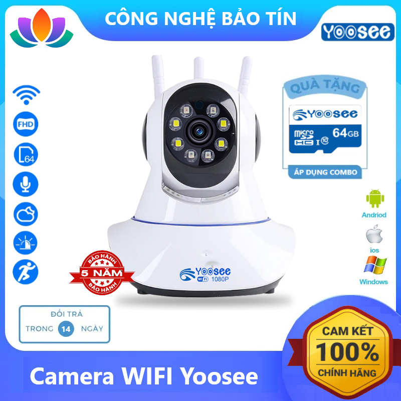 Camera wifi IP Yoosee siêu nét FULL HD 3.0Mpx Xoay 360 độ đàm thoại 2 chiều cảnh báo chuyển động