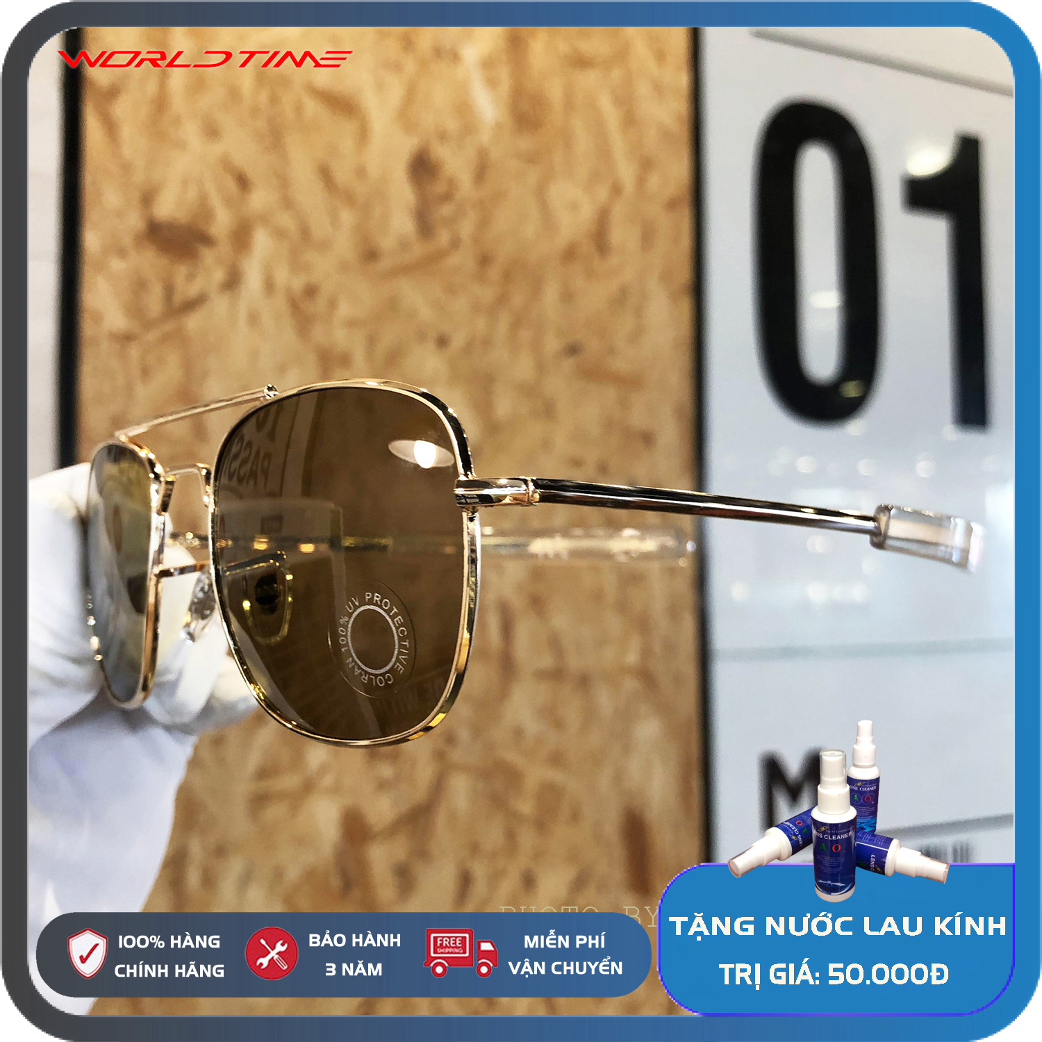 Kính mát nam A00 trà,mắt kính nam gọng vàng, mắt kính nam cường lực, gọng thép 316L siêu bền màu bảo hành 12T tặng khăn + nước lau kính