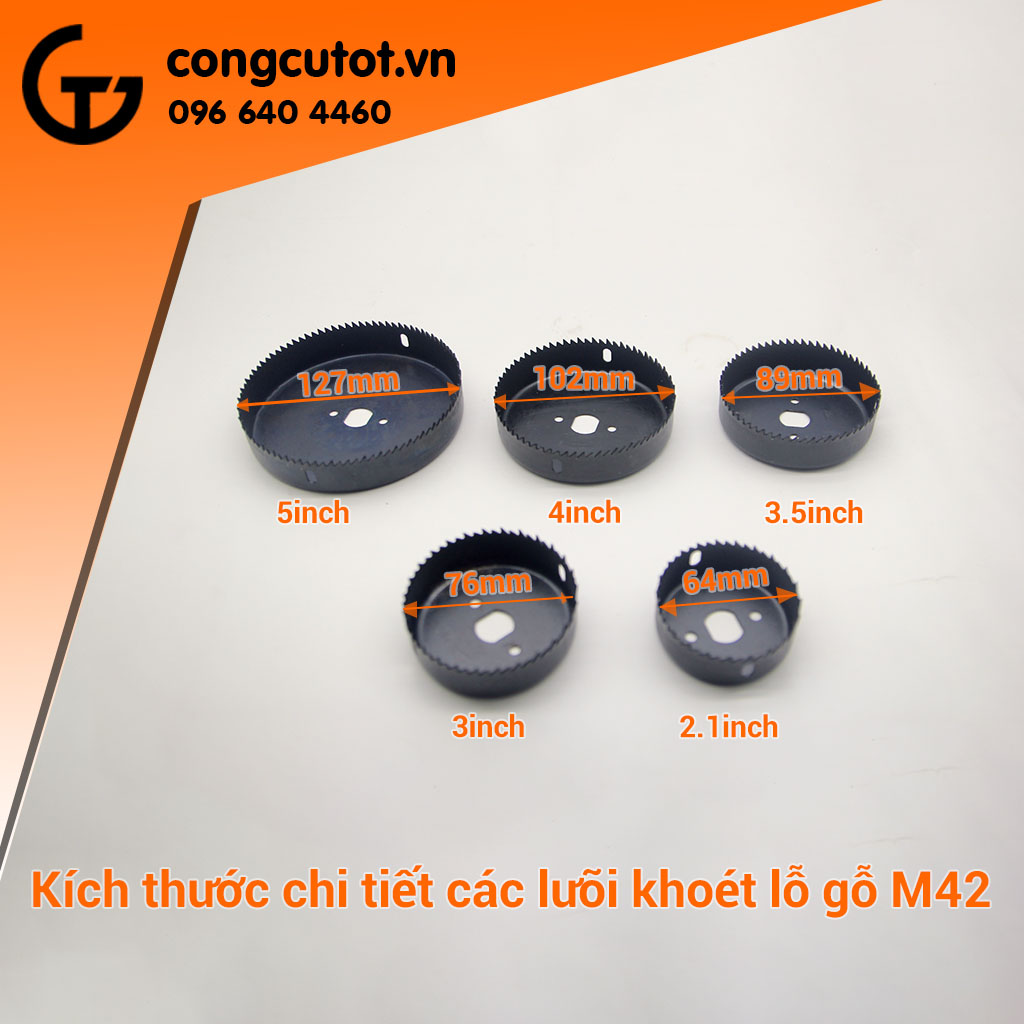 Mũi khoan đục gỗ-Bộ khoét lỗ tròn 8 chi tiết