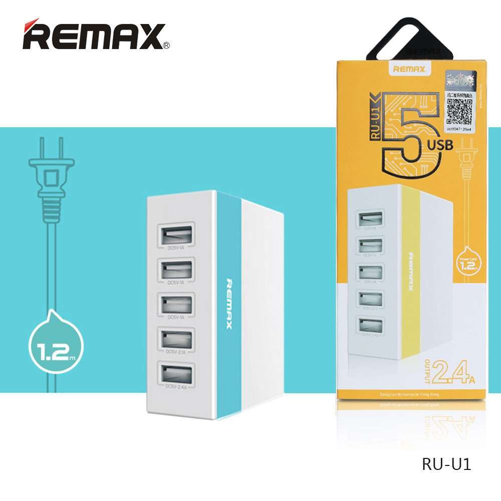 Củ sạc 5 cổng đa năng Remax RU-U1 cao cấp sạc cùng lúc nhiều thiết bị