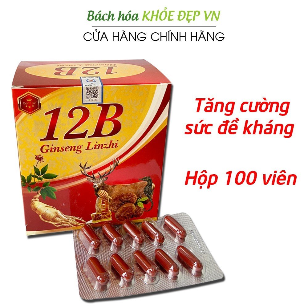 Viên uống Vitamin B tổng hợp 12B With Ginseng bồi bổ cơ thể tăng sức đề kháng - Hộp 100 viên giúp ăn ngon miệng phục hồi sức khỏe