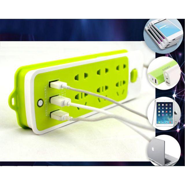 Ổ cắm điện 6 cổng kèm 3 cổng usb