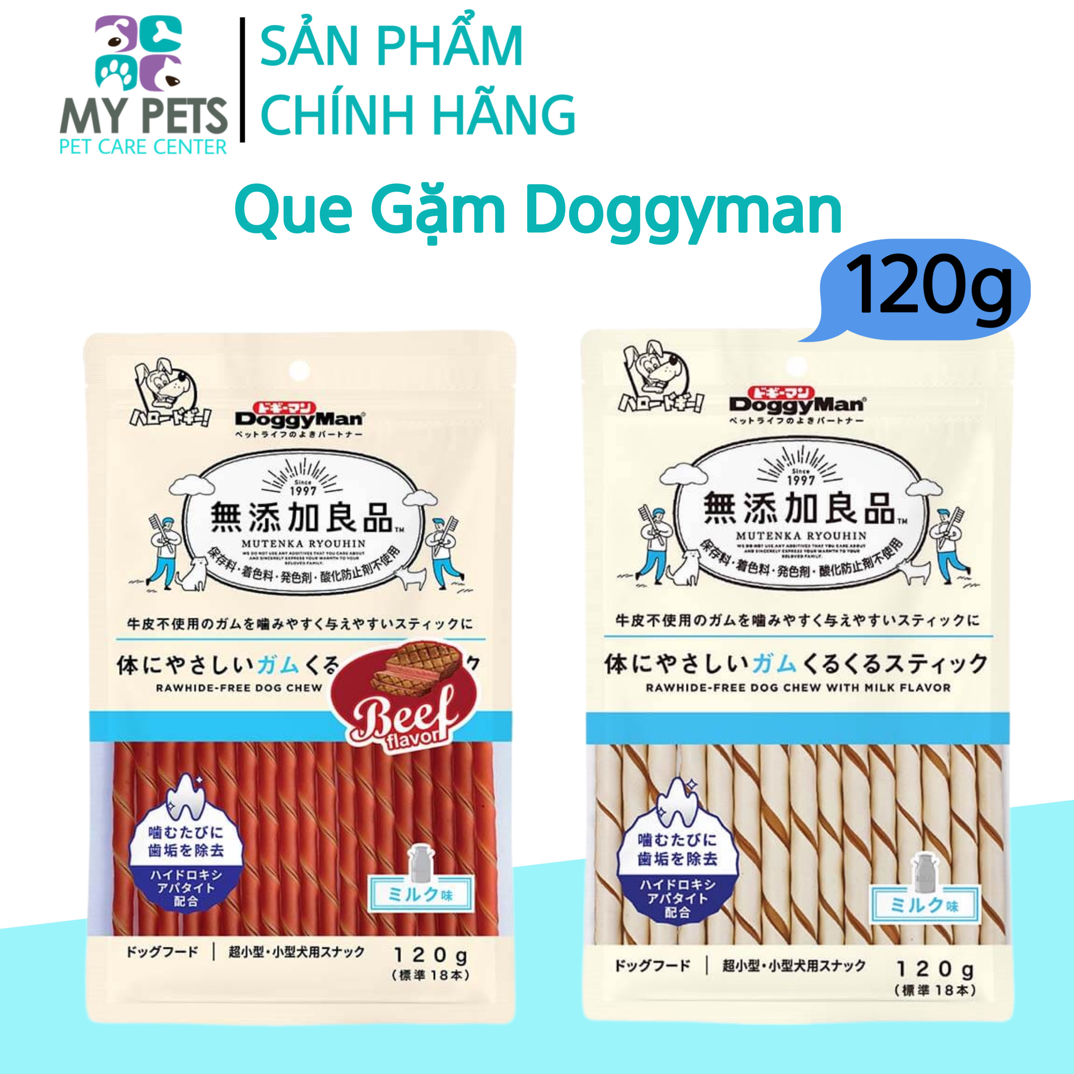 Snack que gặm doggyman cho chó mèo - Túi 120g