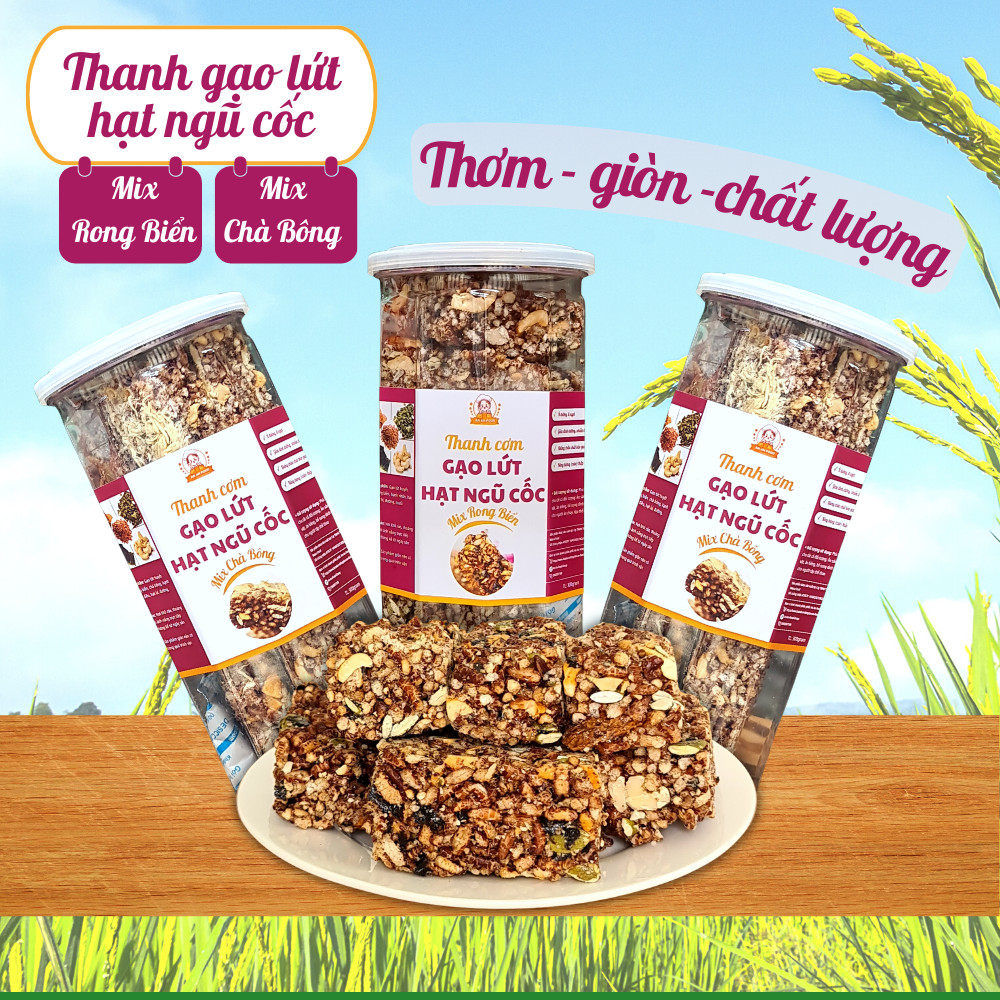 Thanh gạo lứt ăn kiêng hạt ngũ cốc rong biểnTuệ An Healthy Food - Giòn, thơm, béo, đậm đà - Làm đồ ăn vặt, ăn kiêng, nhâm nhi các bữa phụ - Gạo lứt, hạt điều, hạnh nhân, nhân bí, rong biển