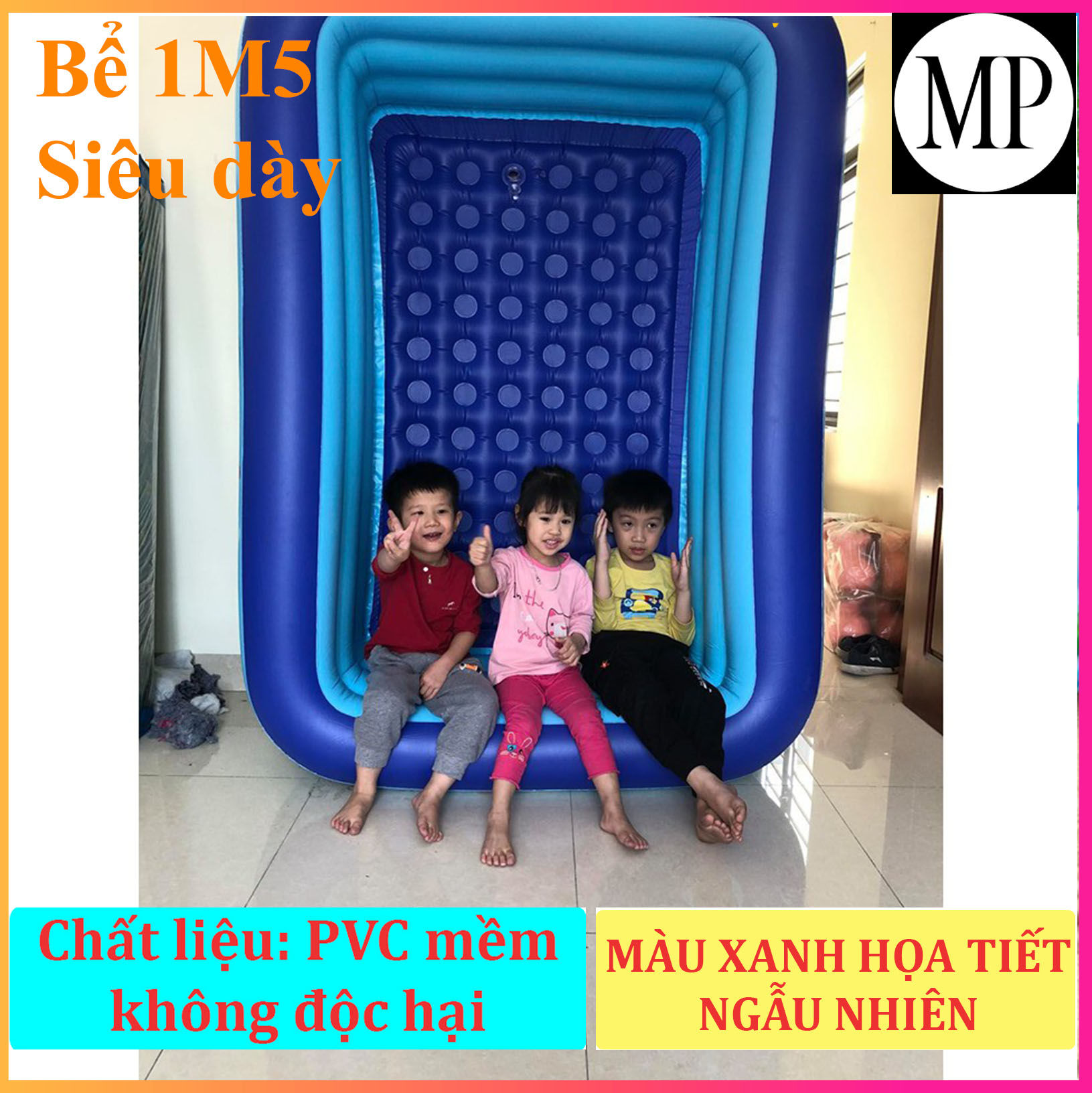 [MIỄN SHIP TOÀN QUỐC - BỂ 1M5 SIÊU DÀY HÀNG LOẠI 1- TẶNG MIẾNG VÁ đã dán sẵn keo] Bể bơi phao hình chữ nhật 3 tầng 1m5 cho bé và cả gia đình vui chơi, bể tắm bơm hơi cao cấp, HỒ BƠI MINI GIA ĐÌNH