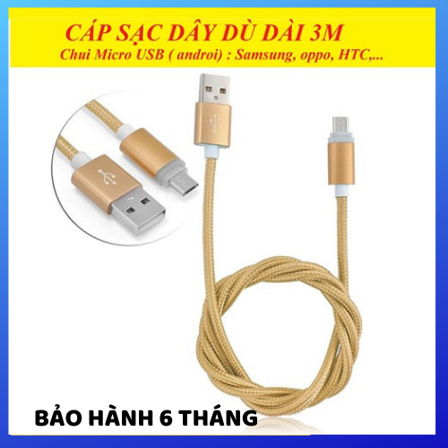 (Sạc nhanh) Cáp Micro USB 3M 2.4A Sạc Nhanh Cho Samsung, Huawei, OPPO, XIAOMI, Cáp USB Micro Cho Android Dây Điện Thoại.