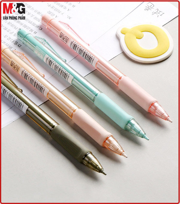 Bút chì bấm m&g 0.5mm nhựa trong màu pastel sang trọng ampq0307