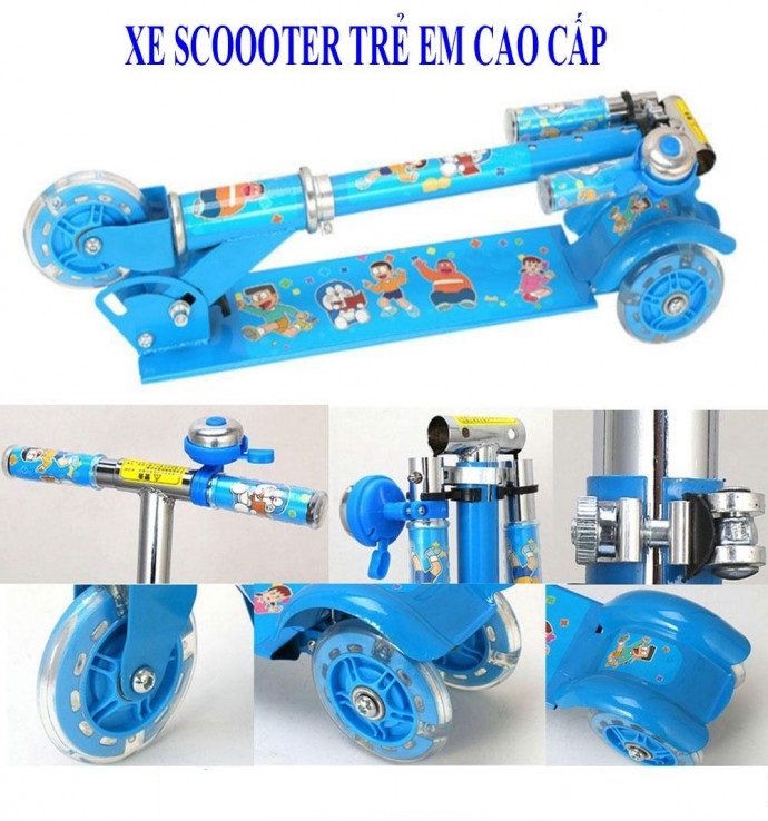 Xe trượt scooter 3 bánh phát sáng cho bé, chắc chắn, an toàn