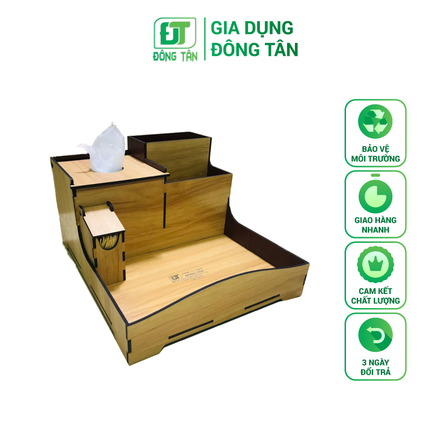 [HCM]Khay Đa Năng Bằng Gỗ Cao Cấp ĐÔNG TÂN Đựng Đũa Muỗng Giấy Ăn Gia Vị Tăm