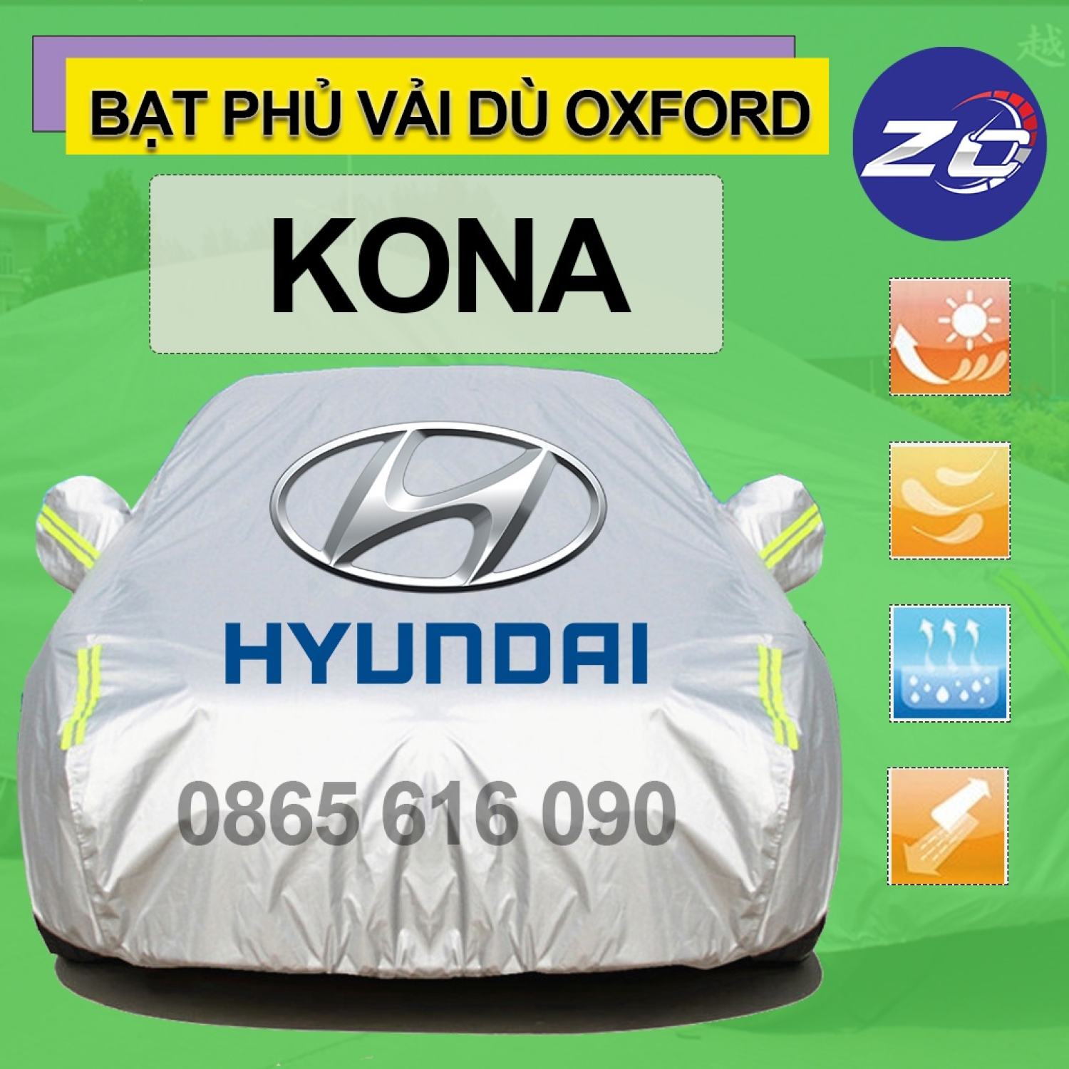 Bạt trùm xe ô tô Hyundai Kona vải dù oxford cao cấp áo trùm che phủ xe hơi, bạc phủ xe ô tô chống nóng,mưa,bụi, bạt phủ ô tô vải dù oxford bảo vệ oto xe hơi để ngoài trời, bat phu oto, bat che oto xe hơi hàng sẵn giao nhanh