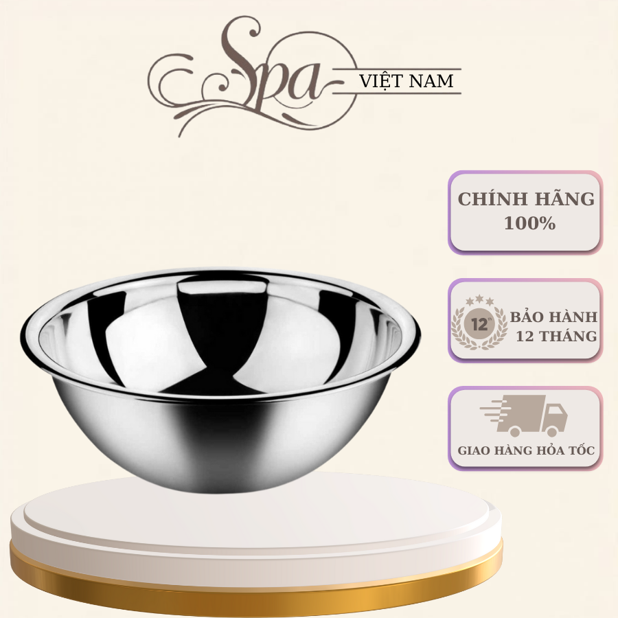 Bát inox rửa mặt | bát đựng nước chuyên dùng cho spa size 22cm SPA-TMV