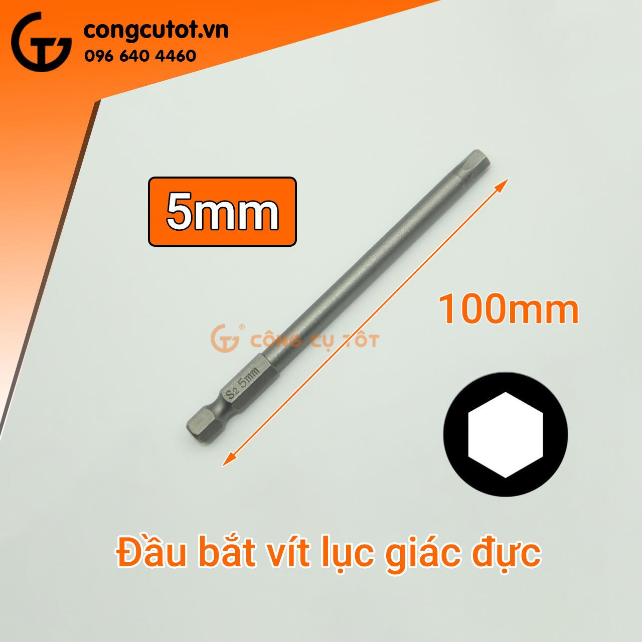 Đầu bắt vít lục giác đực dài 100mm chuôi lục