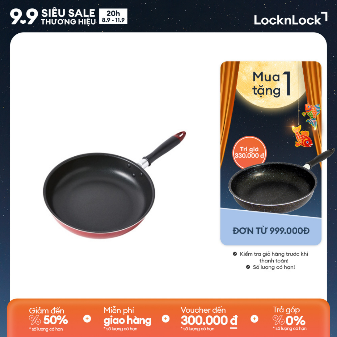 Chảo nhôm chống dính lock&lock leve line-upllp1263 26cm - màu đỏ