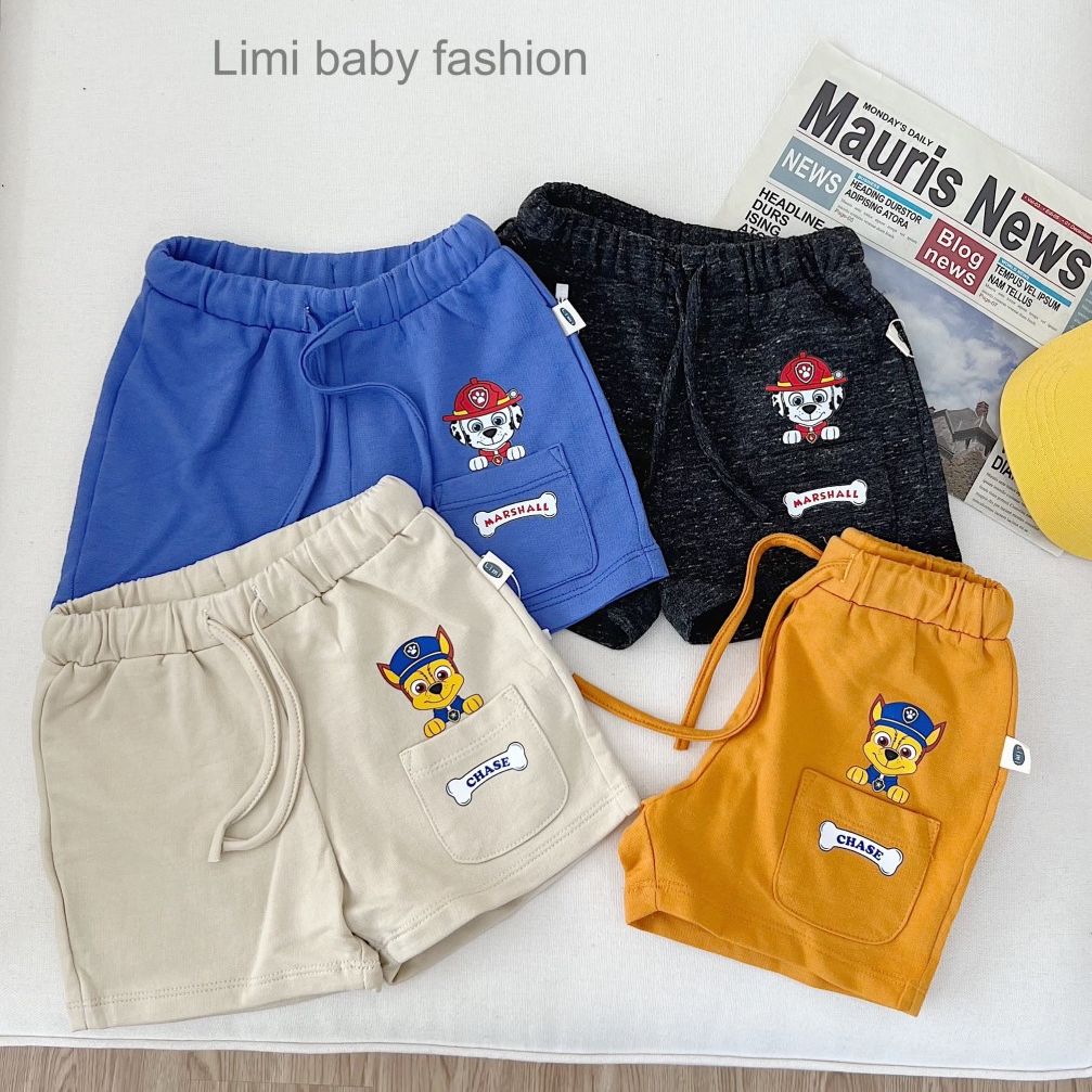 9-27kg Quần đùi Beemo chất cotton in hình chú cho cứu hộ mềm mại 4 màu cho bé trai,bé gái từ 1,2,3,4,5,6,7 tuổi- 22026QHH