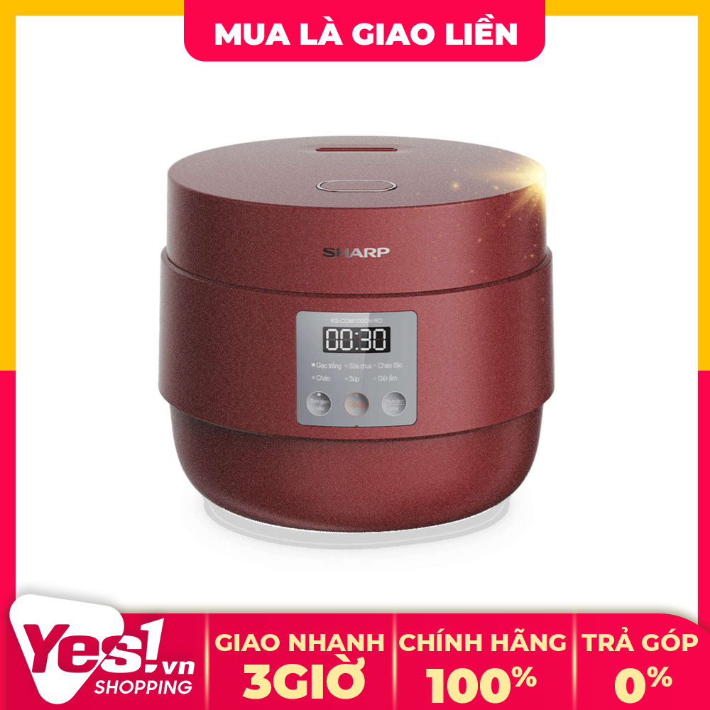 Nồi cơm điện tử sharp ks-com100dv-rd - bảo hành chính hãng - voucher 10% lên đến 800k