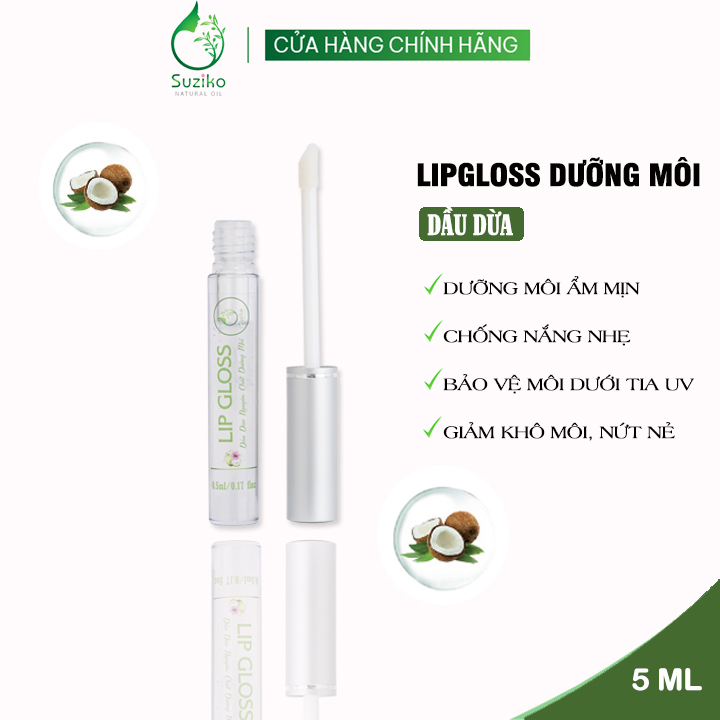 Lip Gloss dầu dừa nguyên chất từ thiên nhiên giúp dưỡng ẩm cải thiện môi khô 5ml