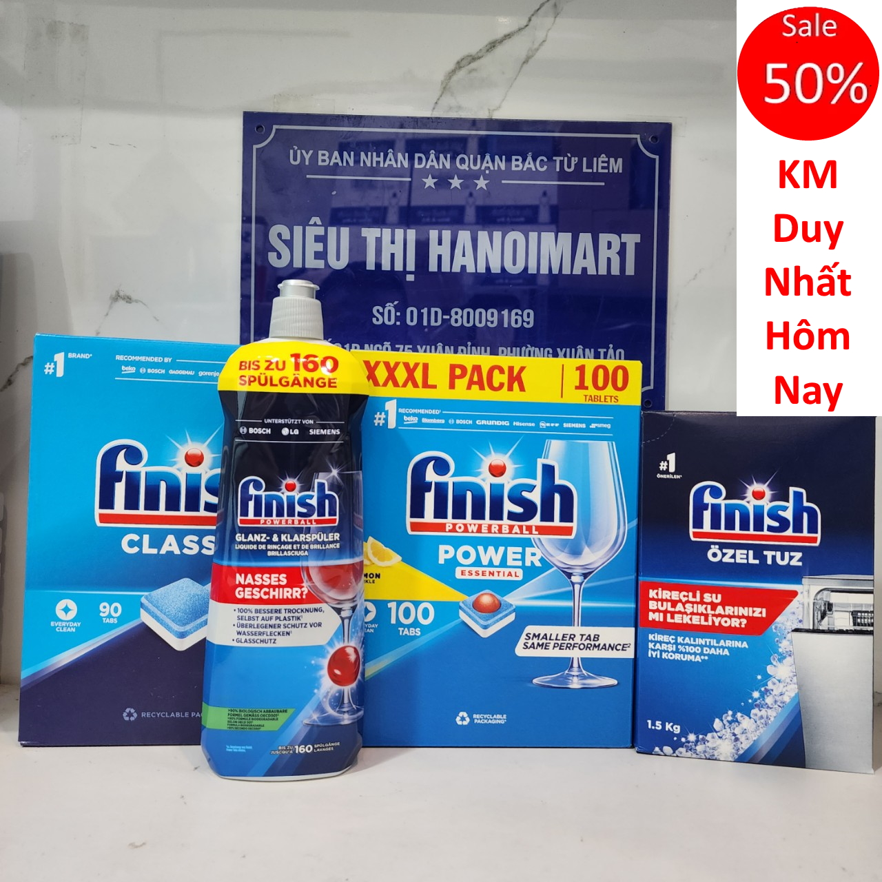 Combo 112 viên rửa bát finish hoặc muối Finish 1.2kg hoặc Nước làm bóng Finish 800ml dùng cho máy rửa bát