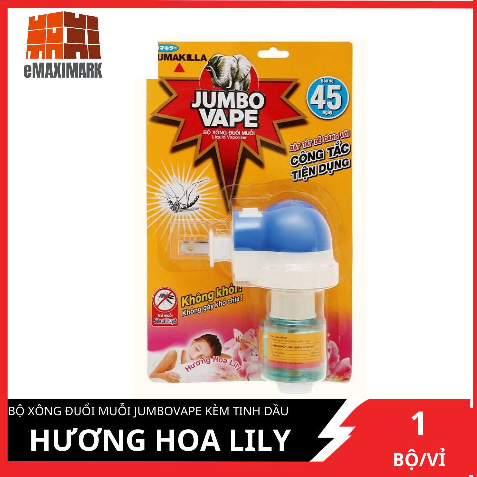 [HCM ship 2h] Bộ xông đuổi muỗi Jumbo Vape Và tinh dầu hương hoa Lily