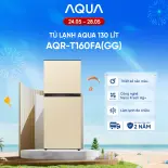[SẢN PHẨM MỚI 2025] Tủ lạnh AQUA 130 lít ngăn đá trên AQR-T160FA(GG) - Màu Be - Freeship toàn quốc - Bảo hành 2 năm