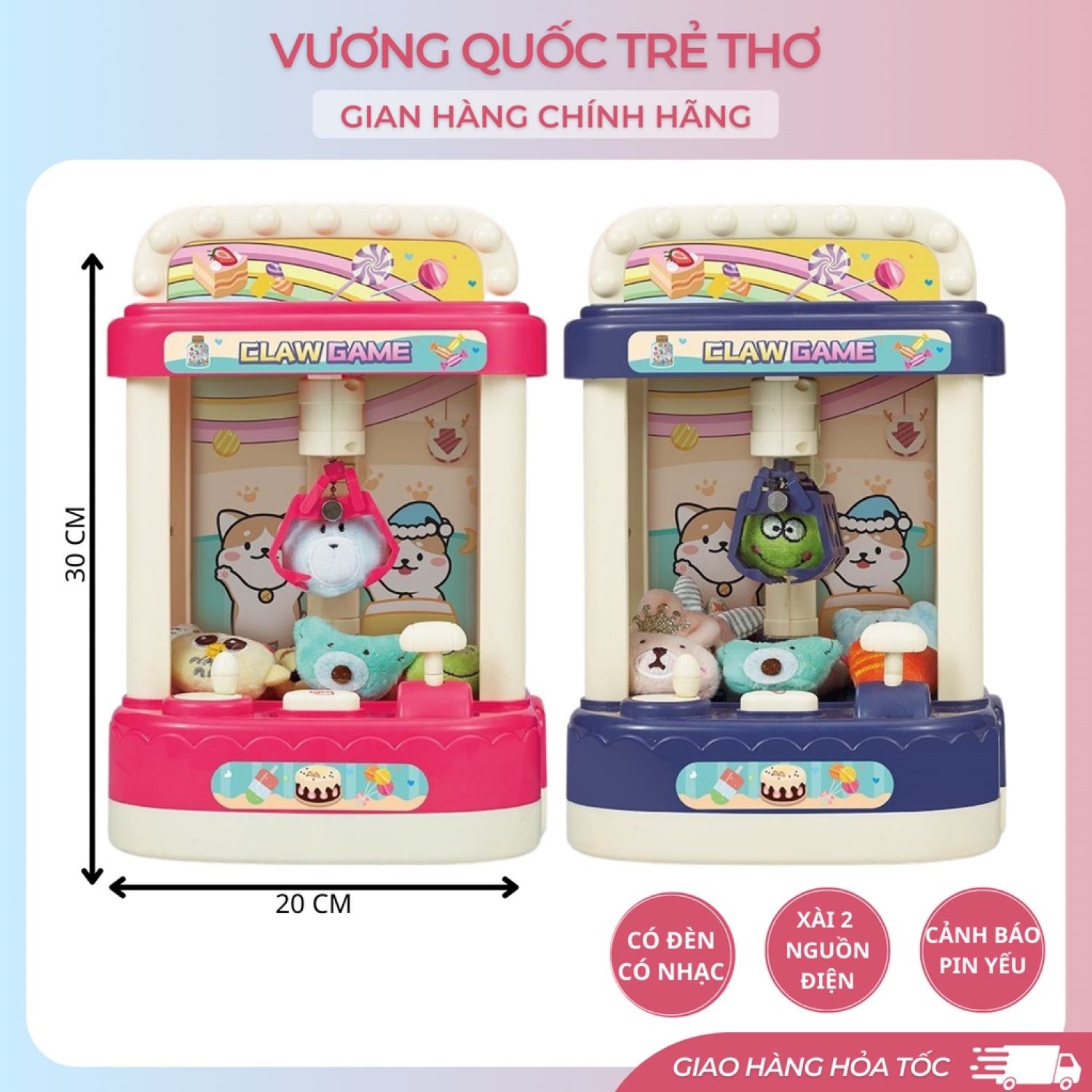 Máy gắp thú mini siêu to có nhạc đèn vuongquoctretho, đồ chơi máy gắp thú bông size đại to nhất thị trường