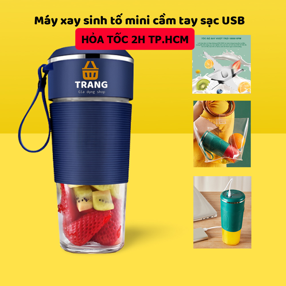 Phiên bản 2023 - Máy xay sinh tố mini cầm tay đa năng, cốc xay sinh tố cầm tay 6 lưỡi dao