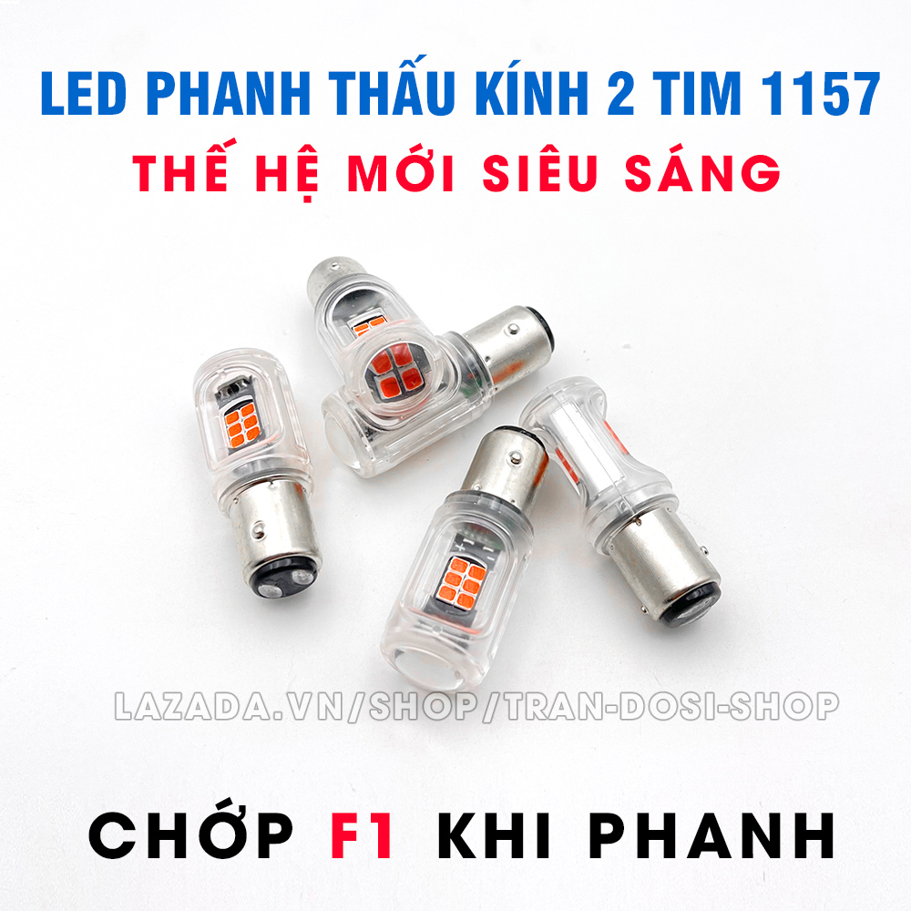 Đèn phanh stop chớp F1 1157 16smd CREE 3030 thấu kính max sáng cho xe máy, ô tô DC12v BAY15D 2 tim