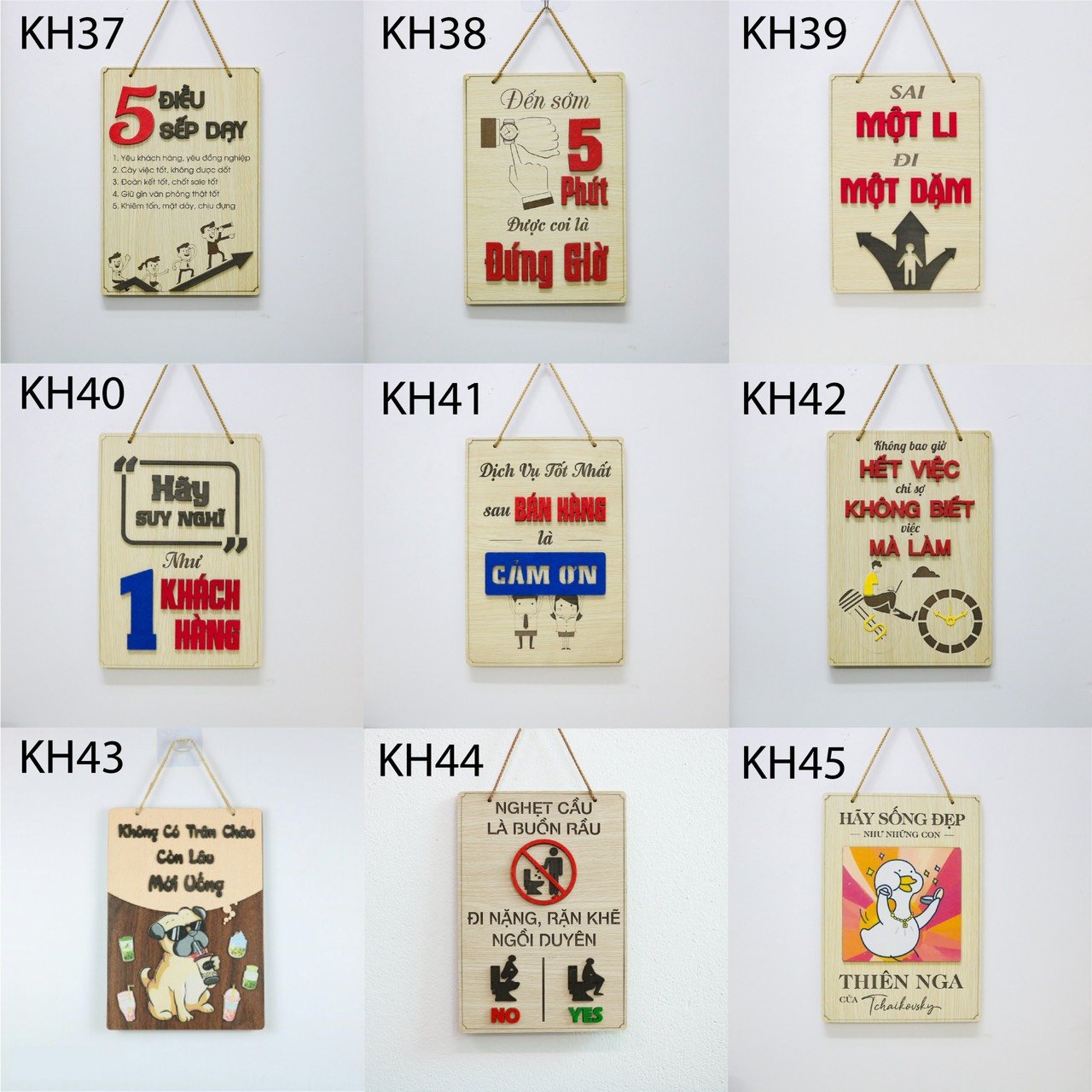 Biển bảng gỗ khẩu hiệu treo tường decor trang trí gia đình văn phòng làm việc cửa hàng quán cafe kh37-45