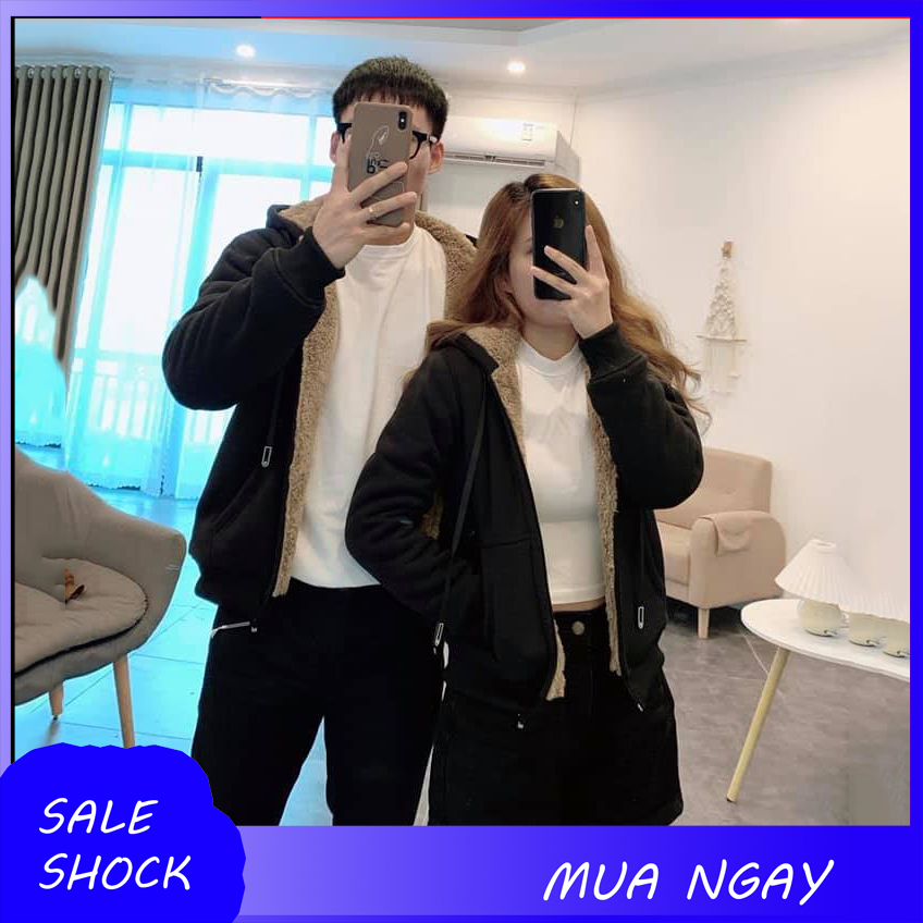 Aó Khoác Nỉ Lót Lông Cừu, Áo Hoodie Lót Lông Cừu Ấm Áp Dày Dặn HD-6368