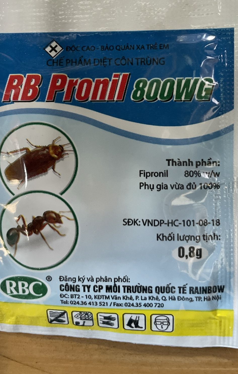 sản phẩm diệt kiến Gián và côn trùng RB Pronil gói 0.8gr