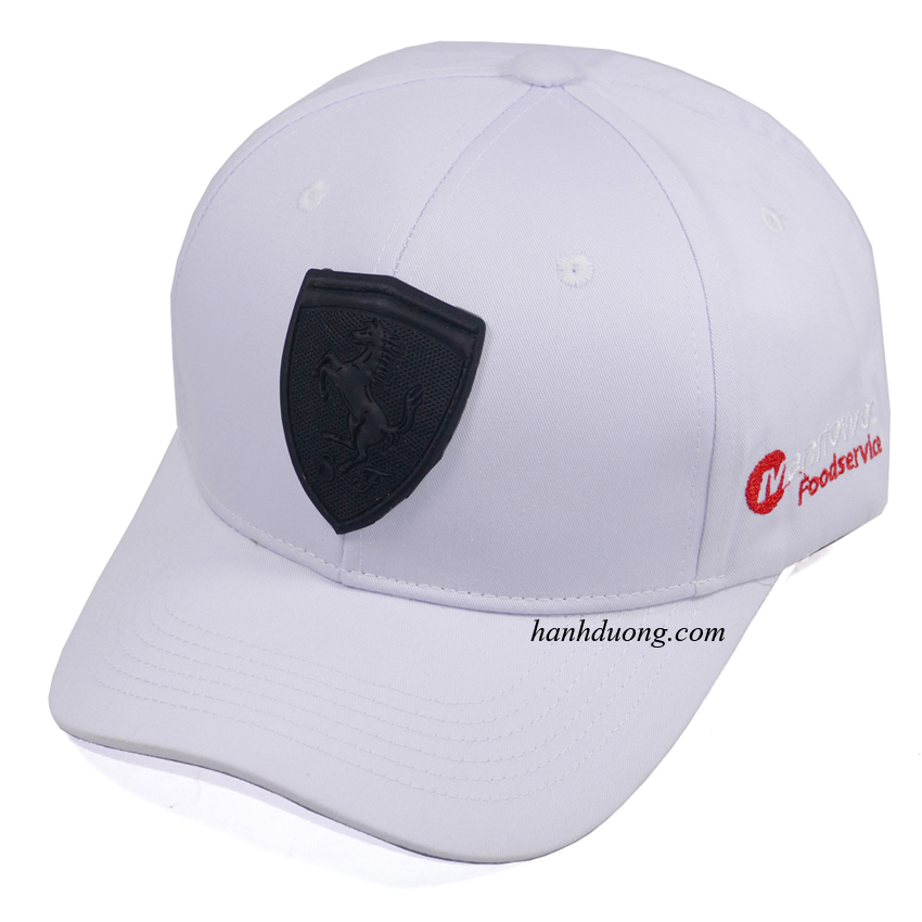 [HCM]Mũ lưỡi trai kết nam nữ vải kaki thời trang mặt da màu đen hình con ngựa Ferrari AC07