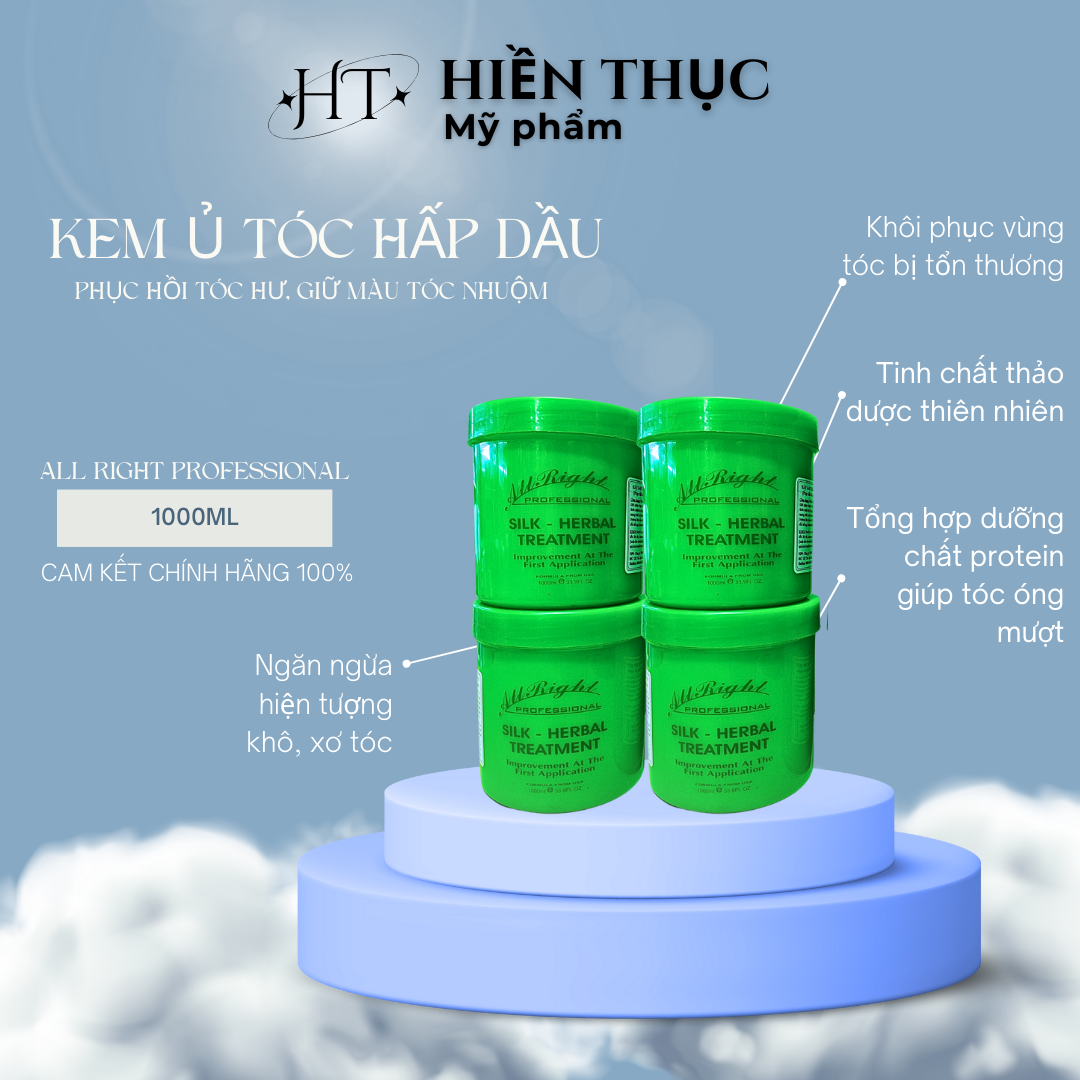 Dầu hấp thảo dược phục hồi tóc hư giữ màu tóc nhuộm 1000ml | mỹ phẩm hiền thục