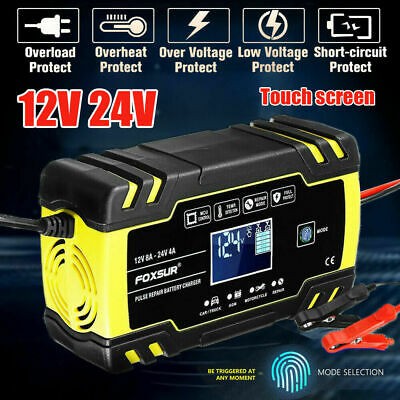 Sạc bình ắc quy 12V24V/8A có khử sunfat bảo dưỡng phục hồi ắc quy thông minh tự ngắt khi đầy sac binh ac quy 24v sac xe dap dien