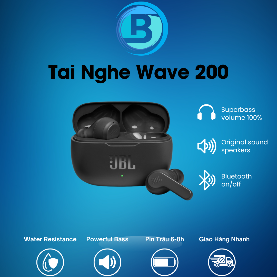 Tai Nghe Không Dây JBL Wave 200 TWS - Tai nghe chính hãng JBL Wave 200TWS | True Wireless Earbuds Thiết Kế Thông Minh Chất Bass Cực Đỉnh Bluetooth 5.0 Với Chế Độ Chống Ồn Chính Hãng Box.Electronic 