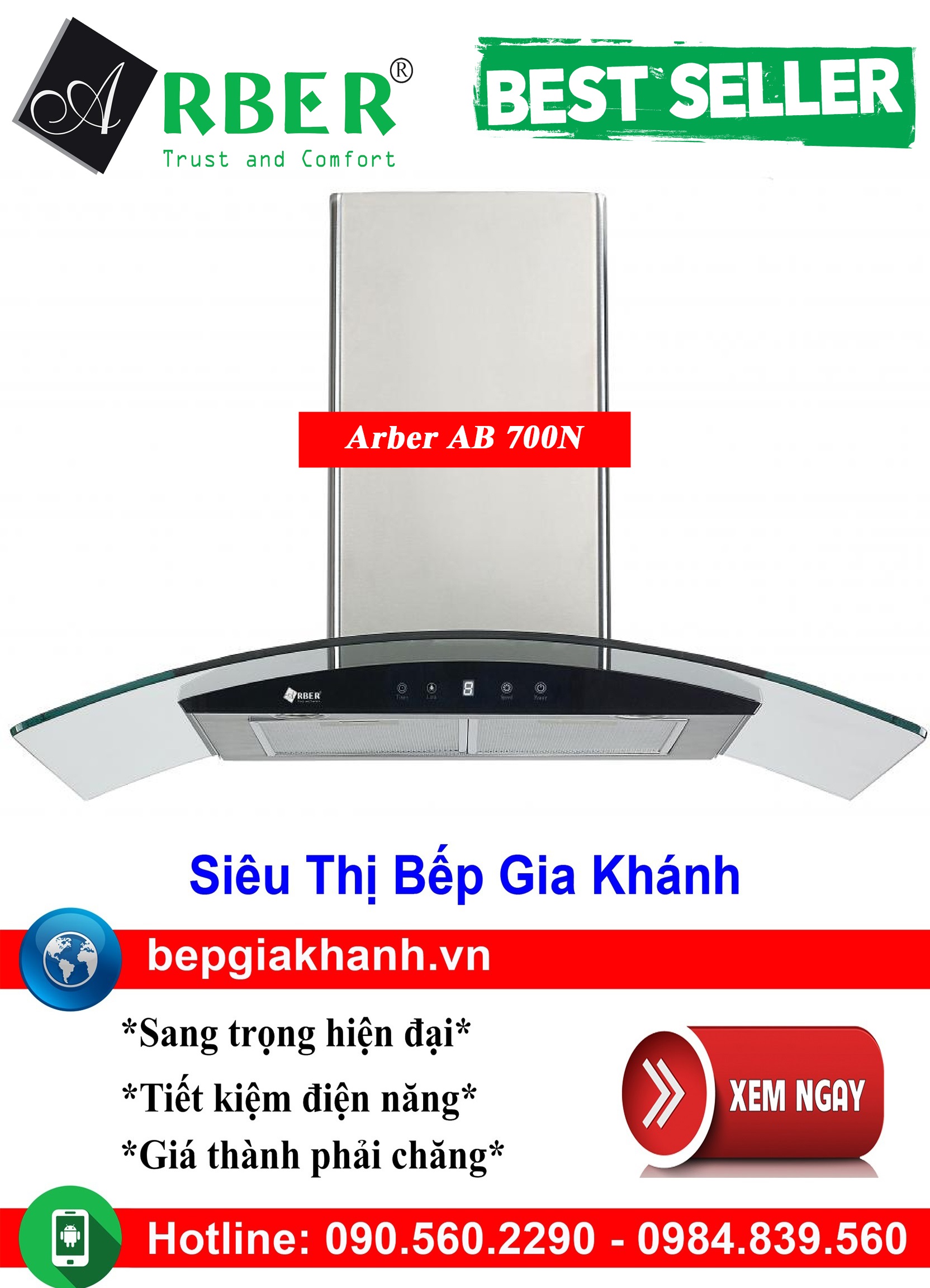 [HCM]Máy hút mùi kính cong 70cm Arber AB 700N, máy hút mùi nhà bếp, máy hút mùi bếp, máy hút mùi kính cong, máy hút mùi canzy, máy hút mùi mini, máy hút mùi âm trần, máy hút mùi electrolux, may hut mui
