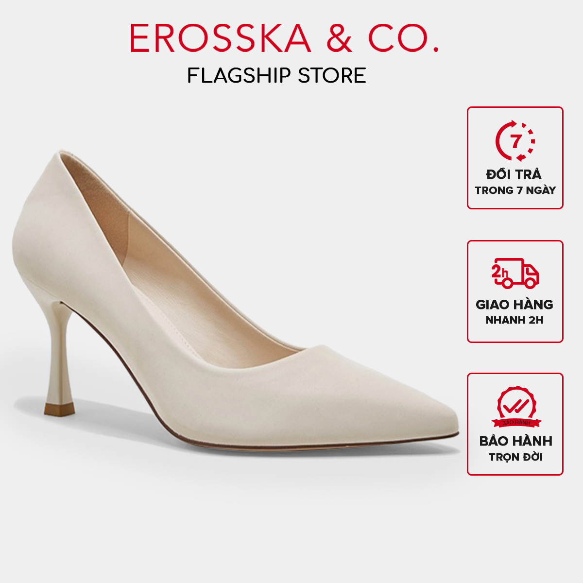 Giày cao gót Erosska thời trang mũi nhọn kiểu dáng cơ bản cao 8cm EP010 (NU)