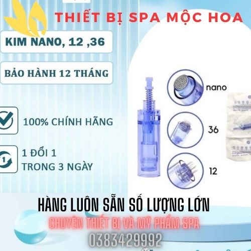Kim nano 12 36 xanh cấy tinh chất, Đầu máy lăn kim cấy phấn tảo hồng sâm trong spa dùng cho máy phi kim