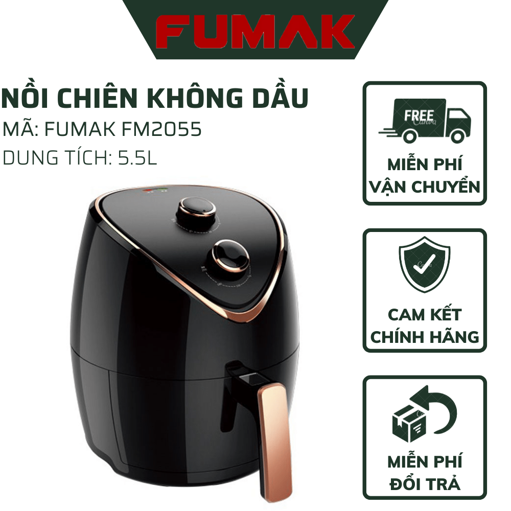 Nồi chiên không dầu Fumak FM-2055 Nhật Bản, Dung Tích 5.5L [Bảo hành 18 tháng]