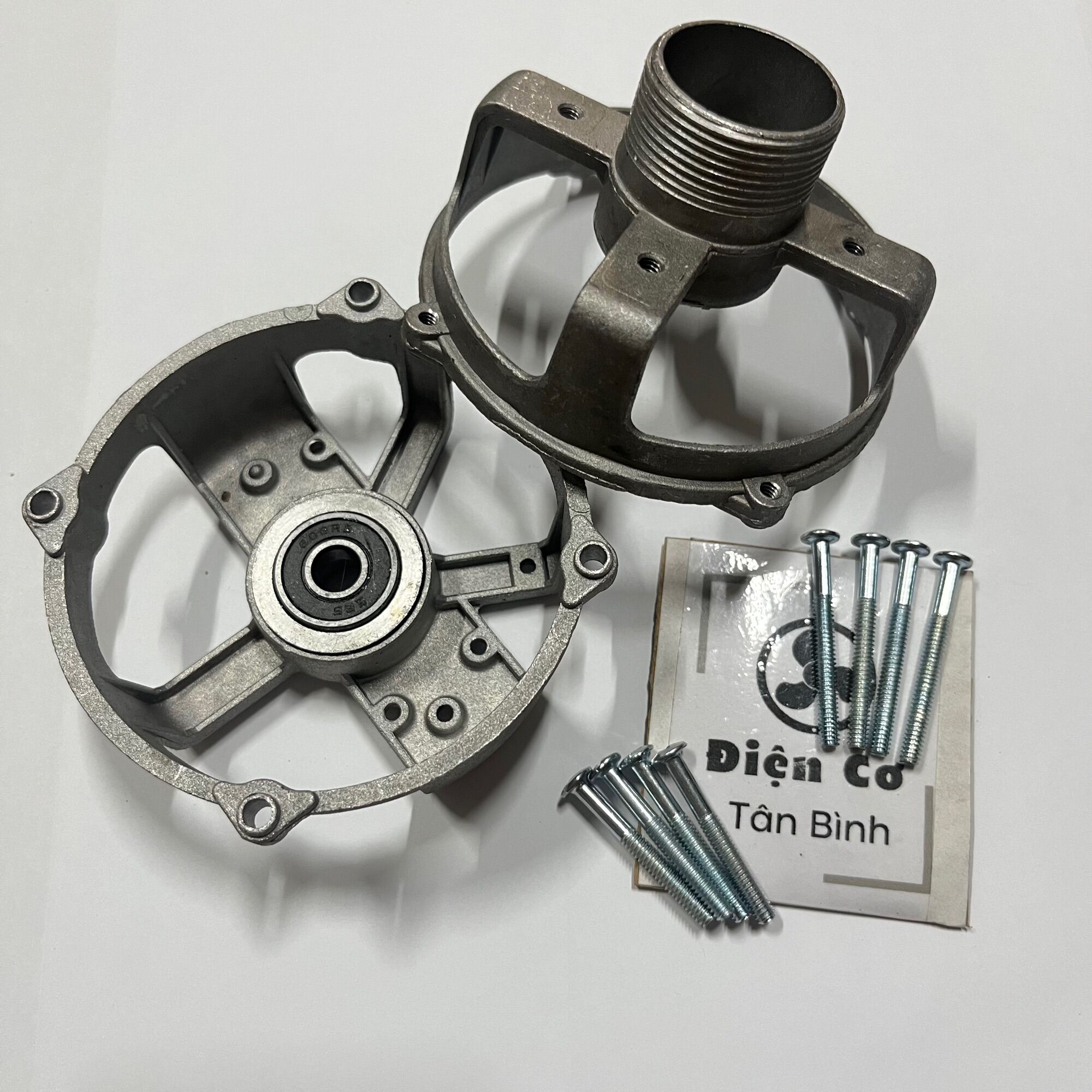 Kẹp nhôm gắn bạc đạn 608 cho lốc quạt b3 b4 b5 kèm 4 con vít