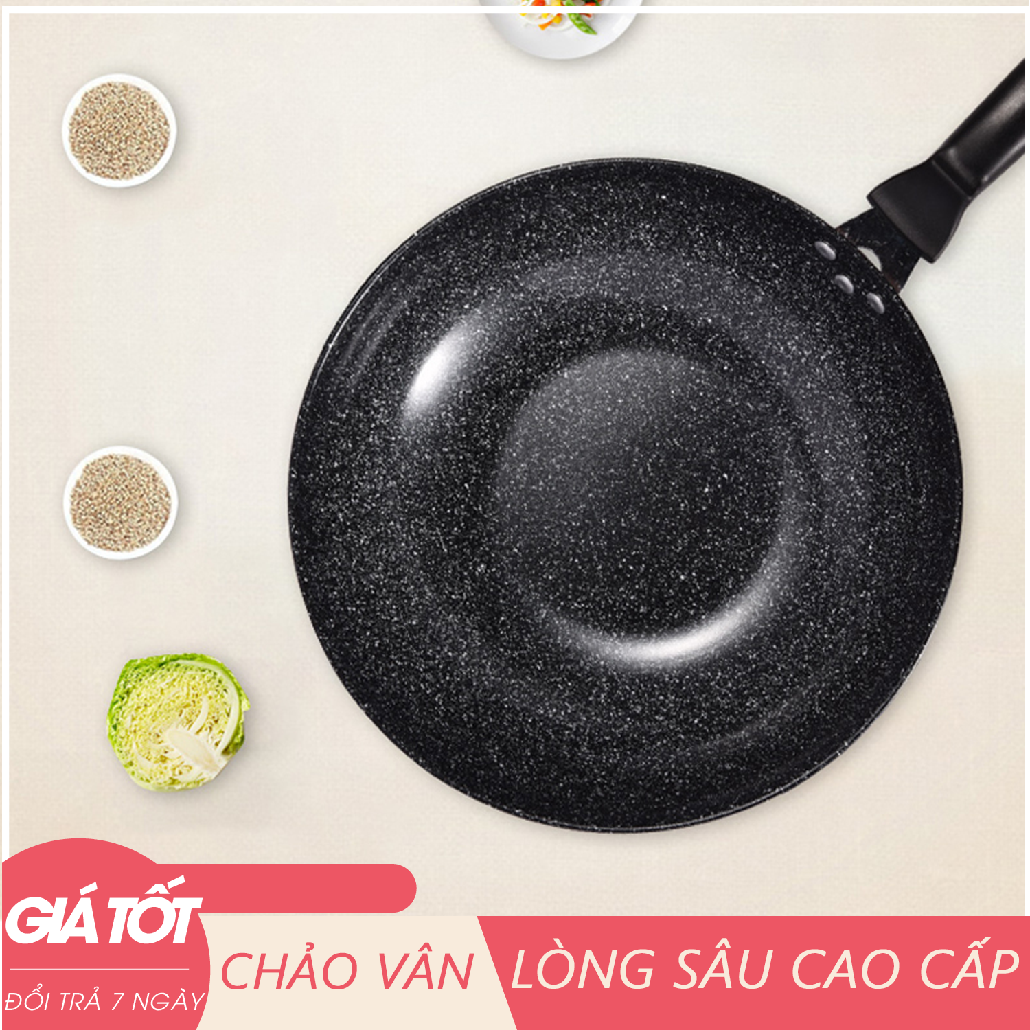 [CHẢO ĐA NĂNG] Chảo đá chống dính Hàn Quốc - Chảo vân chống dính- Có kèm nắp kính - Chảo rán, chiên - Chảo chống dính, chảo sâu lòng - Hỗ trợ đổi trả 7 ngày