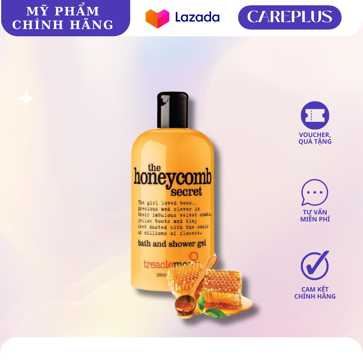 Sữa tắm body trắng sáng da Treaclemoon chiết xuất mật ong 500ML